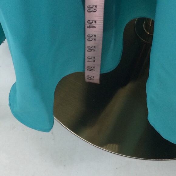 FORMAL PARTY SZ 4 S blue teal boat neck faux wrap lace up bridesmaid dress B159 - Picture 3 of 8